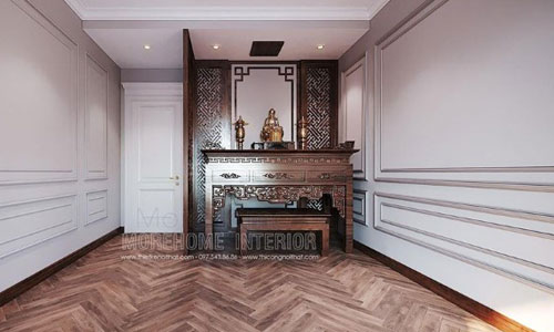 Bàn thờ gỗ óc chó đẹp cho biệt thự cao cấp tại Hải Phòng