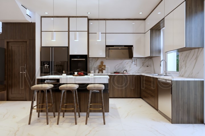  Tủ bếp gỗ công nghiệp Mh001