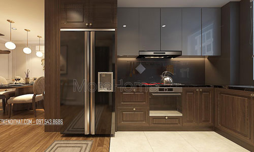  Tủ bếp gỗ chữ U đẹp cho căn hộ chung cư tại hải phòng